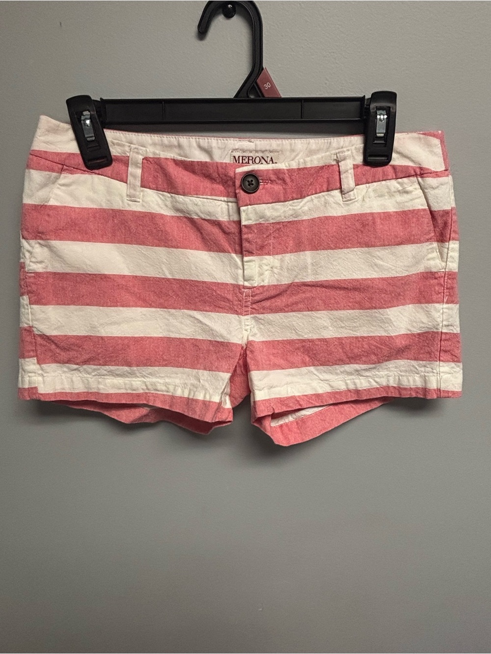 Merona Pink & White Striped Cotton Bermuda Shorts